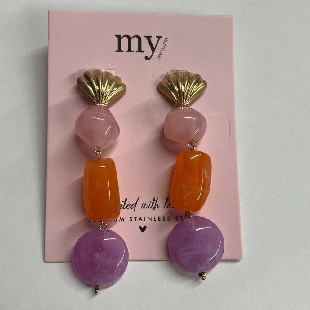 My Jewellery 3.5”Lucite Plastic Premium Sainless Steel Posts Earrings - New